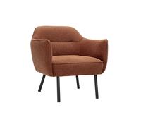 Fauteuil design en tissu effet velours texturé terre brûlée et métal noir LAURENS