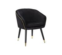 Fauteuil en velours avec bordure dorée Paris - Noir Noir et doré G
