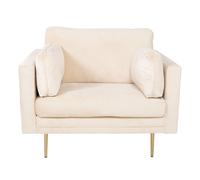 Fauteuil Design en Velours "Boom" 110cm Beige & Or