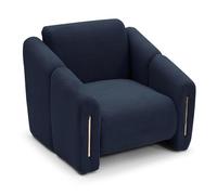 Fauteuil Design en Velours Côtelé "Maxine" 92cm Bleu Foncé