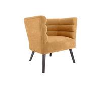 Leitmotiv - Fauteuil design en velours et bois Explicit Ocre Ocre
