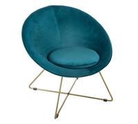 Fauteuil Design en Velours "Gold Evan" 76cm Bleu