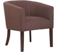 Fauteuil design et confortable Nemea en Tissu avec accoudoirs et Pieds en Bois de caoutchouc , Marron/Antique Marron