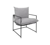 Fauteuil Design Métal Noir et Coussin Gris Chiné - JAMIE -