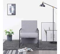 Fauteuil Design Moderne Gris Clair en Tissu Polyester, Fauteuil de Bureau et Salon Confortable avec Accoudoirs, Cadre en Bois Massif Stable, 110 kg Capacité de Charge, Décoration d'Intérieur Élégante