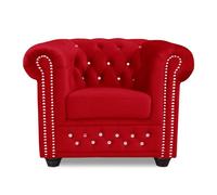 Fauteuil Design Rembourrage Textile Moderne Tissu Rouge Télévision 1 siège Chesterfield Nouveau