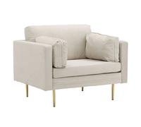Fauteuil Design Velours Côtelé "Boom" 110cm Beige Clair