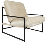 Fauteuil Designer Structure métallique Très grand Outdoor/Indoor Fauteuil Lounge Salon Meubles Relax Bain de soleil Terrasses Amovible Ecru 80 x 78 x 70 cm