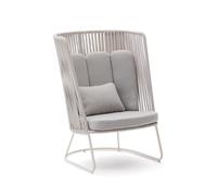 Fauteuil d'extérieur à dossier haut Saconca en corde et acier galvanisé vert