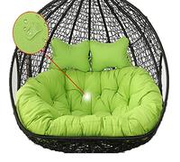 Fauteuil d'extérieur double suspendu avec coussin œuf - Chaise longue confortable 2 places avec coussins profonds, non design, couleur verte, parfaite pour la détente dans le jardin et la terrasse.