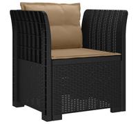 Fauteuil d'extérieur individuel avec coussins aspect rotin PP résistant aux | Polypropylène durable, texture rotin synthétique, montage entre deux personnes, nettoyage avec chiffon doux
