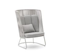 Fauteuil d'extérieur Saconca à dossier haut en corde et acier