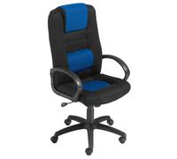 Fauteuil direction Capital Confort Tissu Noir et Bleu Hauteur réglable - Accoudoirs Dossier Roulettes