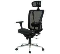 Fauteuil direction Jarvis Résille Noir Hauteur réglable - Accoudoirs Dossier Appuie-tête Roulette