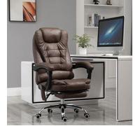 Fauteuil Direction Massant Chauffant Hauteur réglable dossier inclinable en microfibre marron