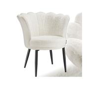 Fauteuil dossier en forme de fleur Fourrure synthétique crème/noir