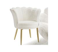 Fauteuil dossier en forme de fleur Fourrure synthétique crème/or