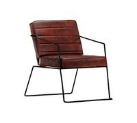 Fauteuil echt leer donkerbruin284412