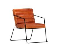 Fauteuil en cuir véritable brun roux - VIDAXL - Contemporain - Avec accoudoirs - Relaxation