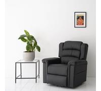 Happy Garden Fauteuil électrique inclinable Bernie Noir. Fauteuil de Salon Relax en Simili Noir avec Inclinaison électrique et Repose-Pieds.