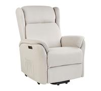 Fauteuil Electrique Moderne en Tissu Siège Inclinable Relaxation Crème Elegy