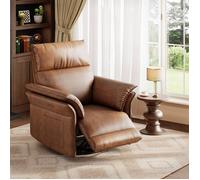 Fauteuil électrique pivotant à bascule Inclinaison modulable port USB double accoudoirs simili-cuir haut de gamme - Orange