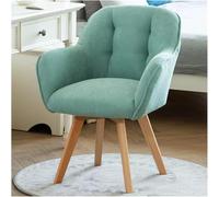 Fauteuil élégant en velours bleu avec accoudoirs rotatifs en tissu, pieds en bois robuste, idéal pour les petits espaces, le salon, le salon, le club et les espaces invités.