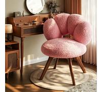 Fauteuil Élégant pour Chambre,Fauteuil de Salon Moderne,Chaise de Maquillage Design avec Dossier Fleur en Pétales,Tissu Bou ouillet,Assise Rembourrée en Mousse A