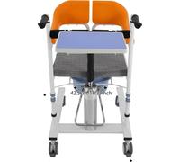 Fauteuil élévateur hydraulique pour patients, fonction toilettes, hauteur réglable, design ergonomique, jaune