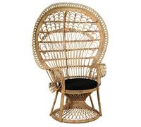 Fauteuil Emmanuelle en rotin Paon naturel et noir