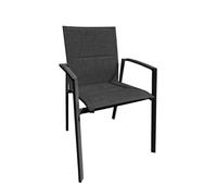 Fauteuil empilable - PALMA - Aluminium époxy graphite - Toile TPEP padded graphite