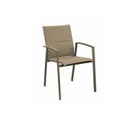 PROLOISIRS Fauteuil empilable - PALMA - Aluminium époxy sand - Toile TPEP padded sand