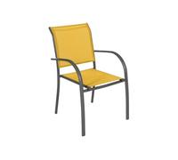 HESPERIDE - Fauteuil de Jardin Piazza Jaune Moutarde et Graphite - Aluminium Anti-Rouille - Mobilier d'Extérieur Terrasse Balcon