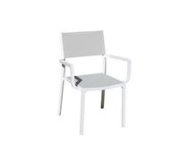 Fauteuil en alu blanc textilène gris clair Léda