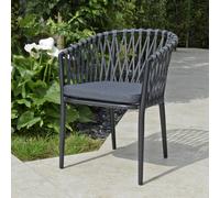 Fauteuil en aluminium anthracite et corde gris foncé, lula