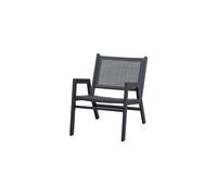 Fauteuil en aluminium noir, accoudoirs, assise relax, extérieur - Woood, Pem - 62x78x75 cm