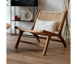 Fauteuil en bois de teck et tressage vannerie en rotin - kilka