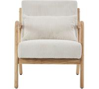 Fauteuil en bois et velours côtelé beige - Lanna