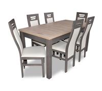 Fauteuil en bois véritable Meubles en bois Table Siège Salle à manger 6x Chaises 7pcs Set Garniture