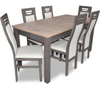 Fauteuil en bois véritable Meubles en bois Table Siège Salle à manger 6x Chaises 7pcs Set Garniture