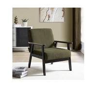 Fauteuil en bois Vintage - Sicaan - ERIK - Tissu Velours côtelé - L.65 x P.75 x H.76 cm - Vert foncé