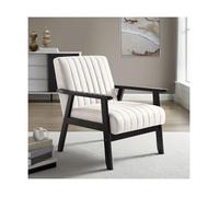 Fauteuil en bos Vintage - Sicaan - ERIK - Tissu - L.65 x P.75 x H.76 cm - Beige