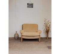 Fauteuil en chêne et tissu beige n°946