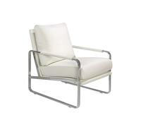 Fauteuil En Croûte De Cuir Et Pieds En Acier Blanc