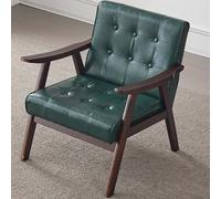 Fauteuil en cuir avec cadre en bois - Canapé rétro pour salon et chambre à coucher - Design moderne du milieu du siècle