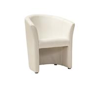 Fauteuil en cuir - Blanc crème - H 76 x L 67 x P 60 cm