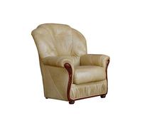 Fauteuil en cuir de buffle DAPHNE - VENTE-UNIQUE - Style vintage - Couleur beige