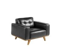 Fauteuil en cuir et pieds en bois 5037C, 112 x 95 x 78 cm. -