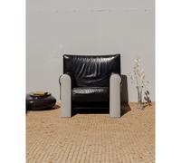 Fauteuil en cuir noir et chromé n°956