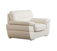 Vente-unique - Fauteuil en Cuir Thibault - Ivoire